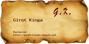 Girst Kinga névjegykártya